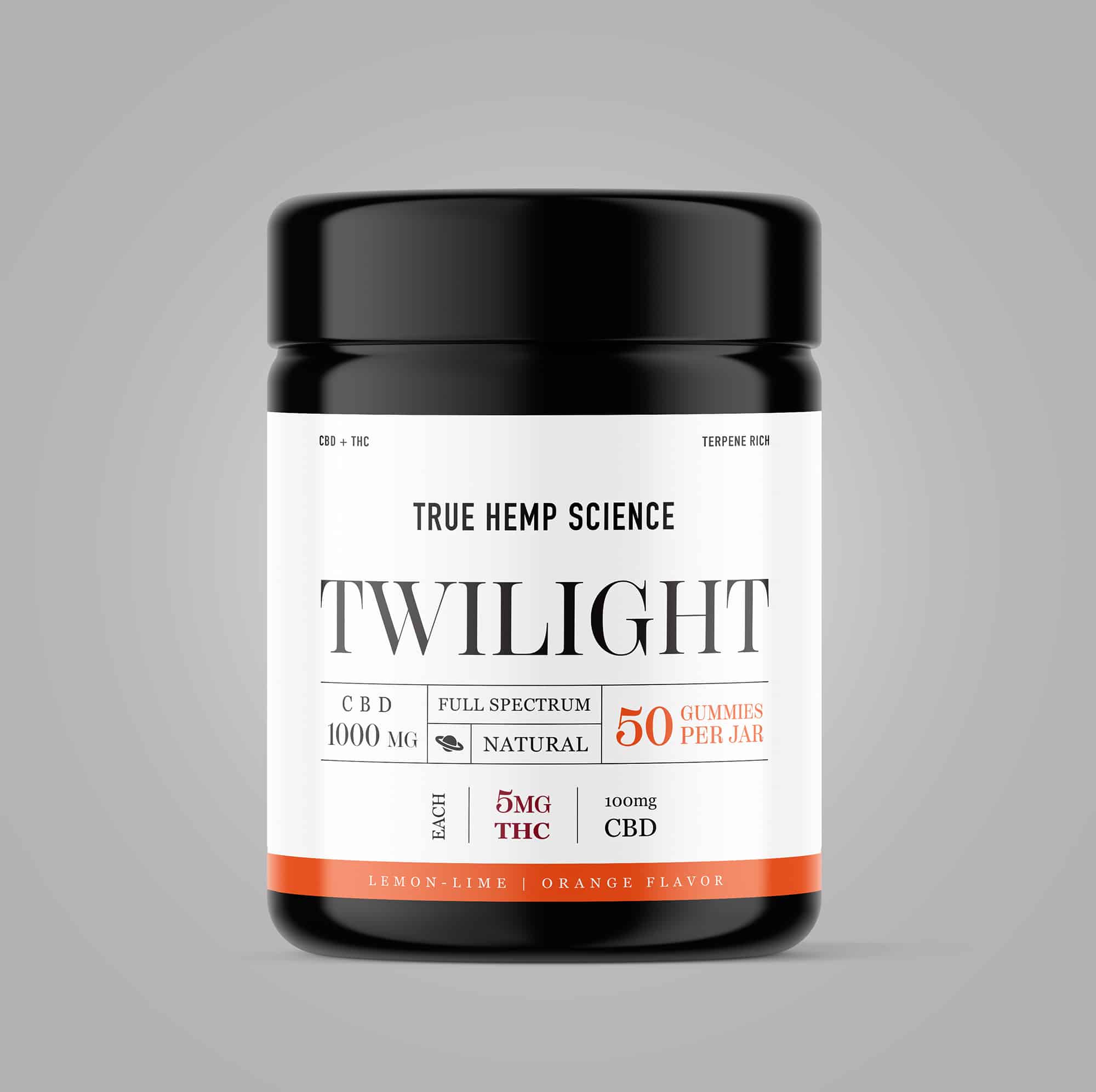 TWILIGHT 50-Count Gummies 5 mg THC + 100 mg CBD Full-Spectrum Hemp Extract
