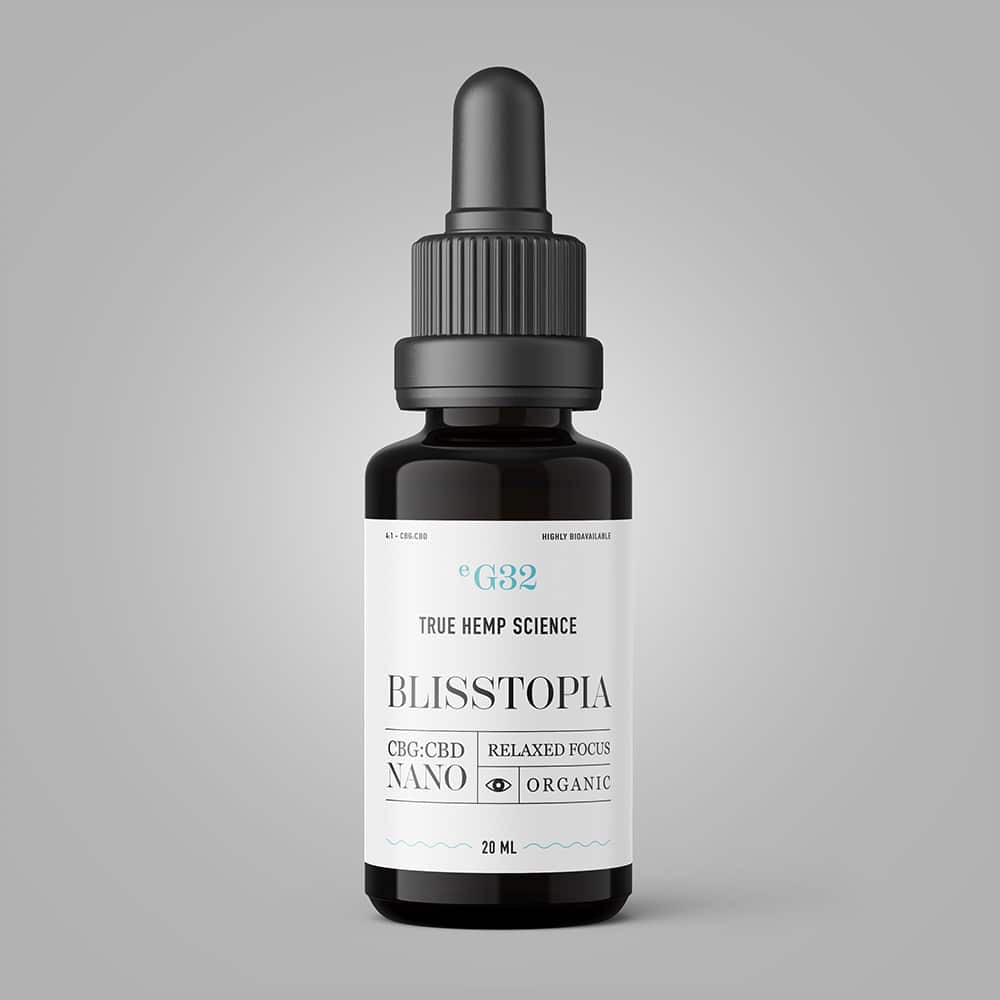 BLISSTOPIA - CBG + CBD NANO Relaxed Focus - True Hemp Science
Water Soluble Fast Acting