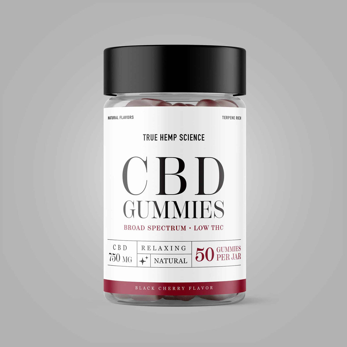 CBD GUMMIES Broad Spectrum Low THC Non - Detectable Hemp Extract - True Hemp Science