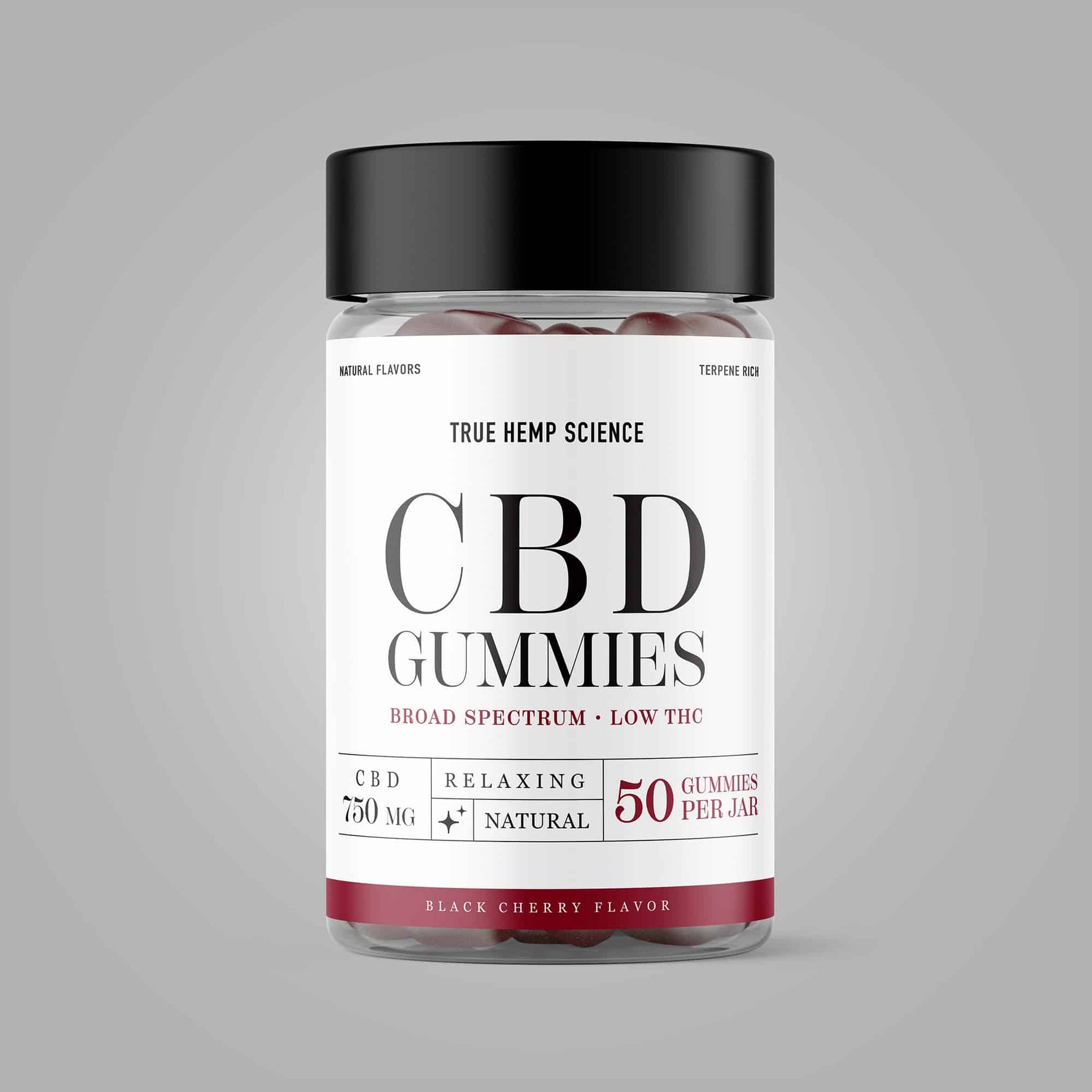 CBD GUMMIES Broad Spectrum Low THC Non - Detectable Hemp Extract - True Hemp Science