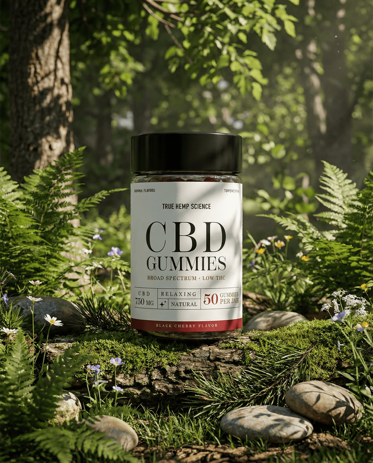 CBD GUMMIES Broad Spectrum Low THC Non - Detectable Hemp Extract - True Hemp Science