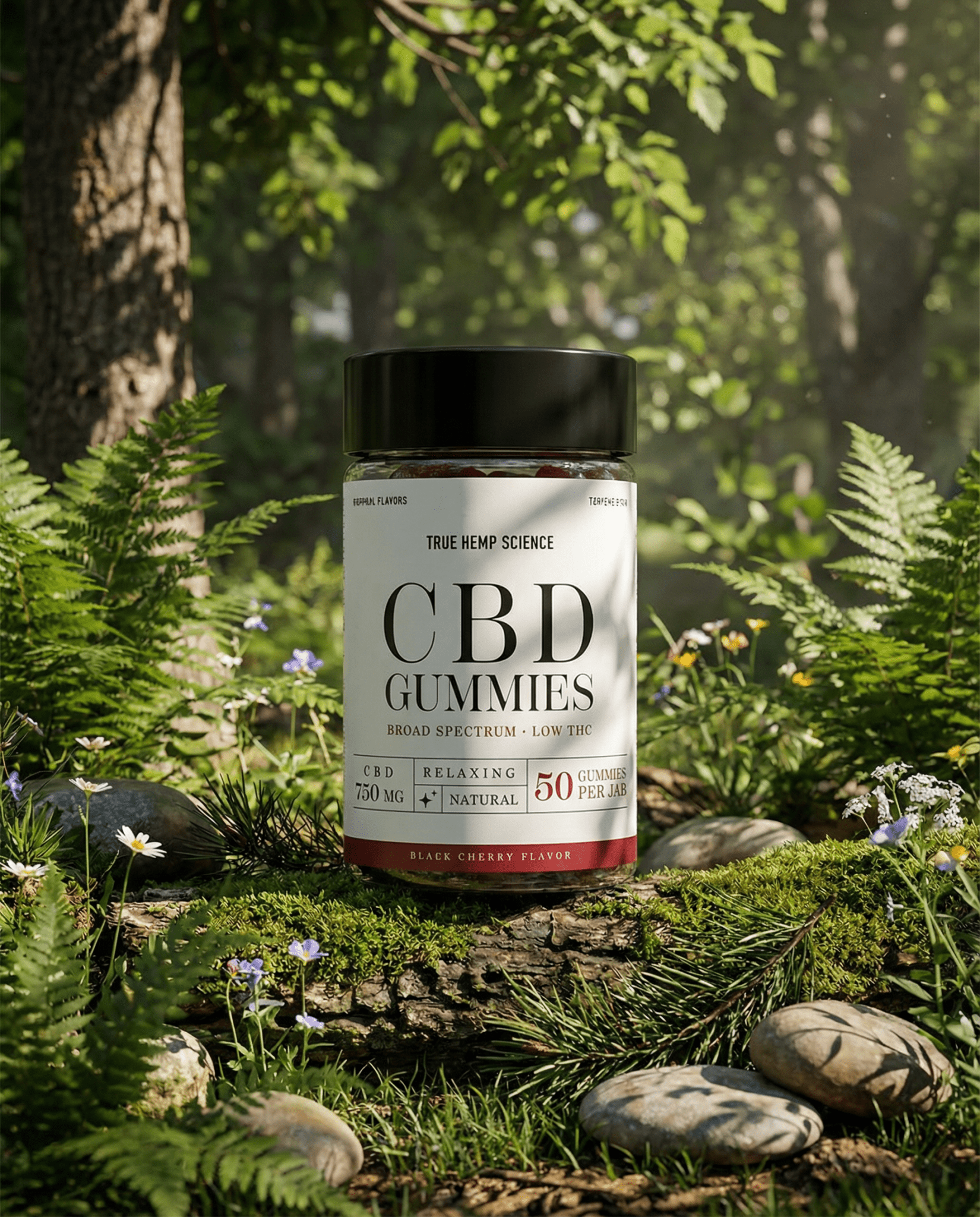 CBD GUMMIES Broad Spectrum Low THC Non - Detectable Hemp Extract - True Hemp Science