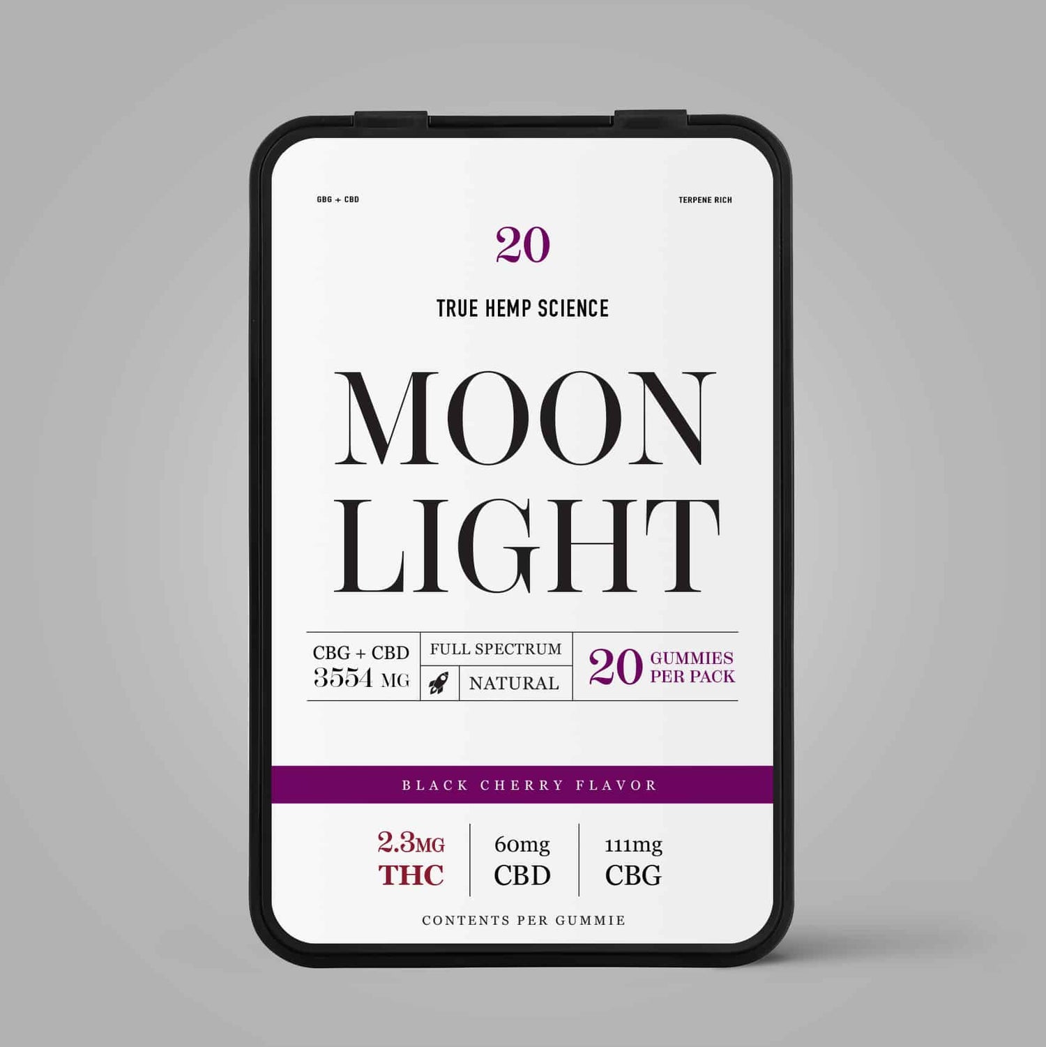 MOONLIGHT 20 - Count Organic Gummies 2.3 mg THC + 111 mg CBG + 60 mg CBD - True Hemp Science
CBG Blend