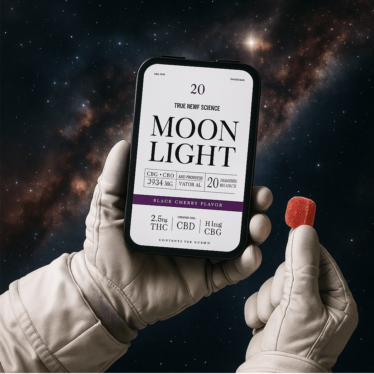 MOONLIGHT 20 - Count Organic Gummies 2.3 mg THC + 111 mg CBG + 60 mg CBD - True Hemp Science