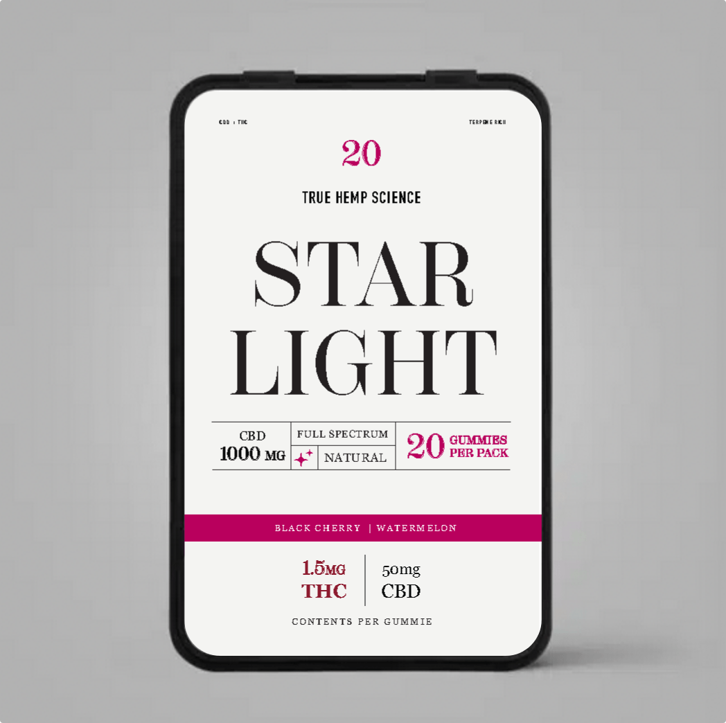 STARLIGHT 20 - Count Full Spectrum CBD Gummies 1000mg + Shilajit - True Hemp Science
