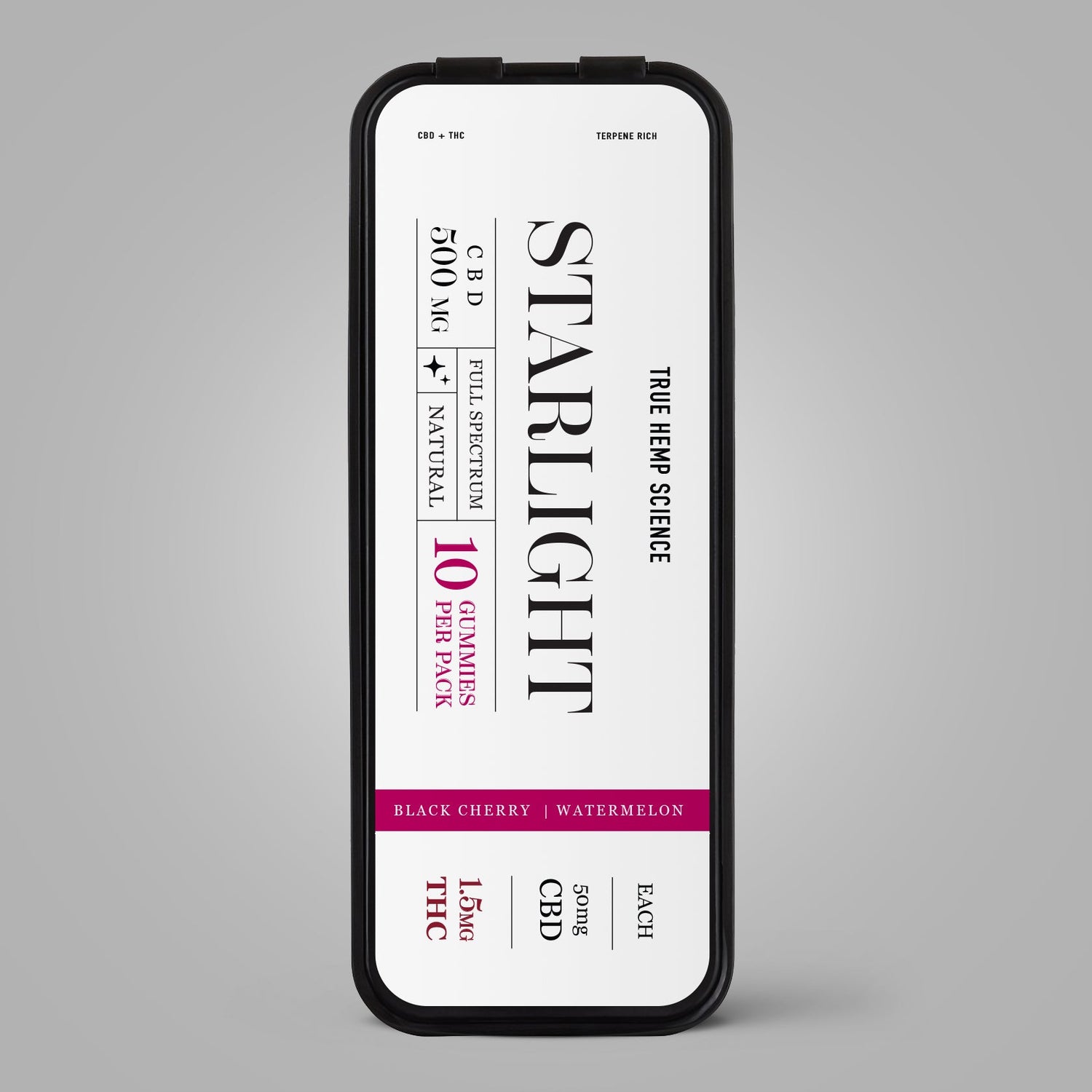 STARLIGHT 50 - Count Gummies1.5 mg THC + 50 mg Full Spectrum CBD - True Hemp Science