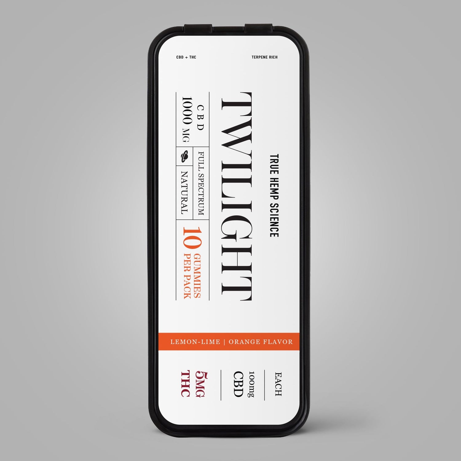 TWILIGHT 10 - Count Gummies 5mg THC + 100 mg CBD Full - Spectrum Hemp Extract - True Hemp Science